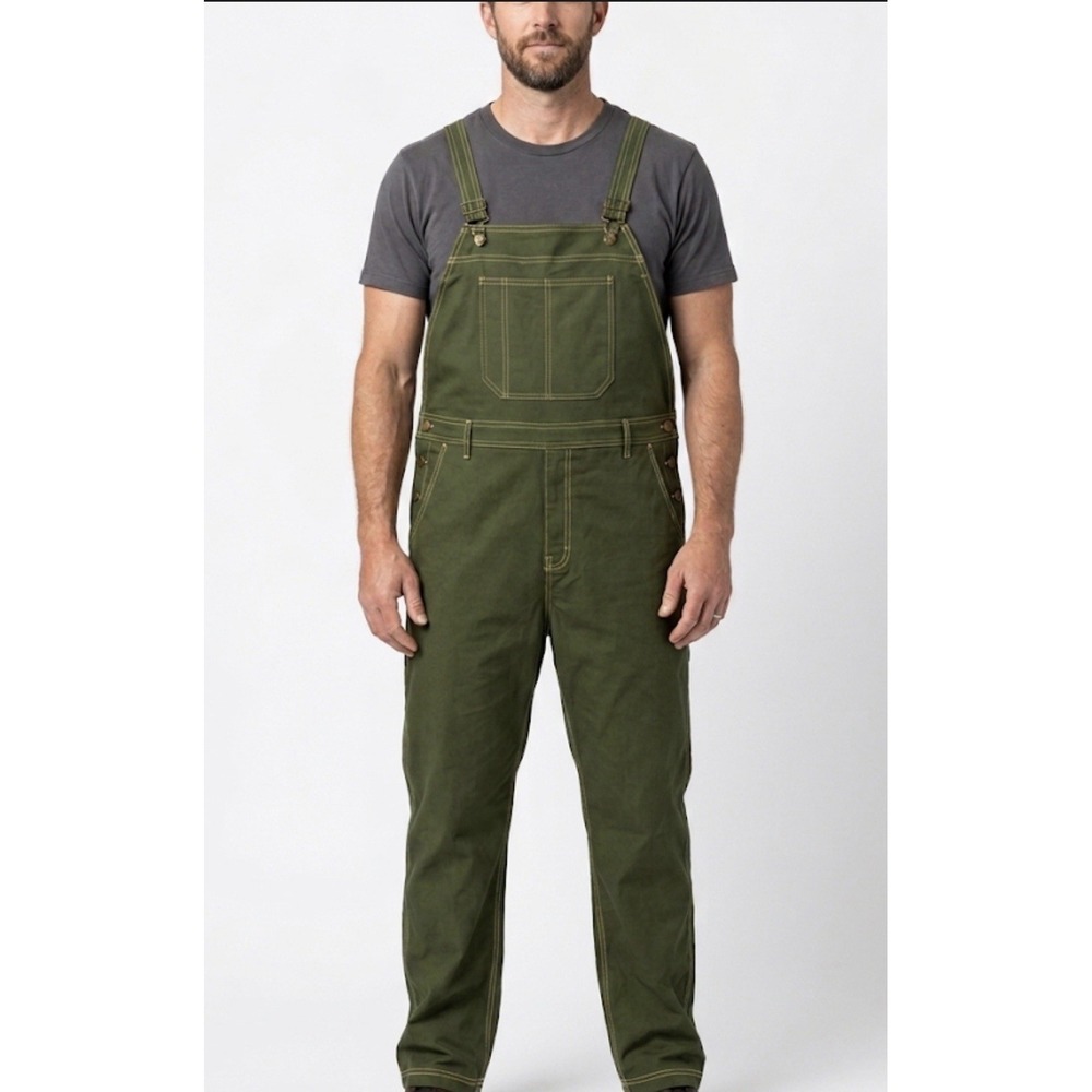 Chefwear Overalls Men Green/Yellow SzXL Cook Farm Dairy Brew Hipster Restaurant